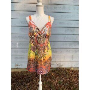 Crescendo Colorful Tank Top Boho Retro Y2K Party Summer Casual Size 1XL Women's